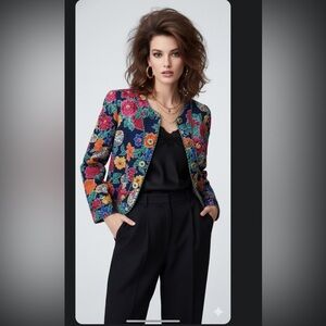 Vintage Rickie Freeman for Teri Jon 80’s Bright Floral Jacket